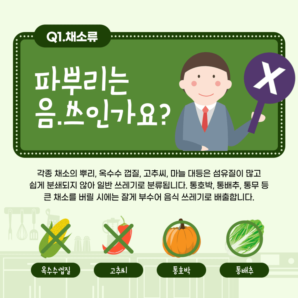 음식물쓰레기 배출방법과 재활용 5가지 분류 5 파뿌리는 음식쓰레기?